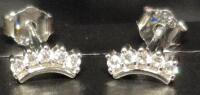 New Pair Stamped S925 Earrings with Clear Stones