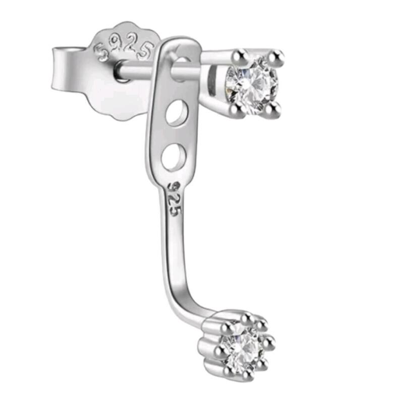 New Stamped S925 Earring Jacket Adjustable - Clear Stones 0.75" Drop