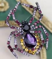 Baroque Vintage Inspired Spider Brooch Elegant Purple Citrine Rhinestones Statement Piece Approximately 2.25 x 1.75&rsquo;&rsquo;