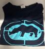 New 2pcs Men's Size Large Casual Sportswear Set / Lounge Wear Navy Blue T-Shirt with "Ecko Unltd." Graphic & Drawstring Shorts, Breathable Slight Stretch 100%Polyester Fabric Machine Wash Stock photos added - 5