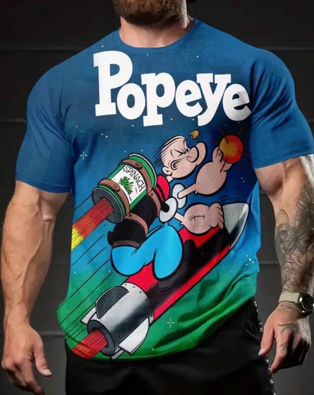 New Men's Large Popeye Rockership Casual Crew Neck T-Shirt with Short Sleeve 100% Polyester Stock photos added