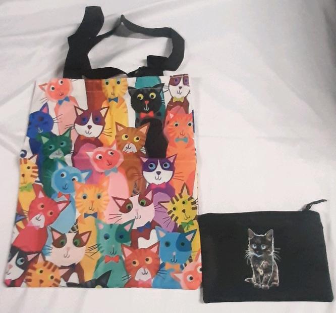 New Cat Bag & Pencil Case (Large Bag Measures 15" Long, 13" Wide)