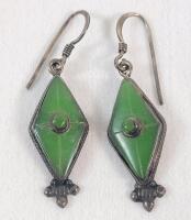 Vintage Sterling Silver Dangle Earrings w/Malachite Stones . See photos for size
