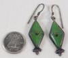 Vintage Sterling Silver Dangle Earrings w/Malachite Stones . See photos for size - 2
