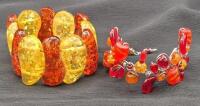 2 Chunky Colourful Bracelets 2" Diameter