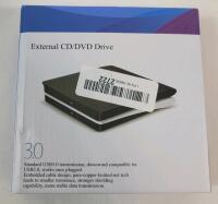As New - USB 3.0 External CD/DVD Drive . Compatible with Linux , Windows XP/Vista , Windows 7 & Up and All Mac OS .
