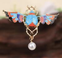 Baroque Luxury Bee & Butterfly Brooch Elegant with Vibrant Blue, Orange, and Black Wings Bug Brooch approximately 2.25 x 2.75&rsquo;&rsquo;