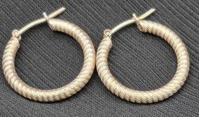 Vintage Hoop Earrings Stamped 925 Italy - 0.8" Diameter
