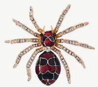 Elegant Spider Brooch Luxurious Alloy with Red & Black Inlay Accents, Sparkling Rhinestones Approximately 2.4 x 2&rsquo;&rsquo; stock photo added