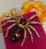 Elegant Spider Brooch Luxurious Alloy with Red & Black Inlay Accents, Sparkling Rhinestones Approximately 2.4 x 2&rsquo;&rsquo; stock photo added - 6