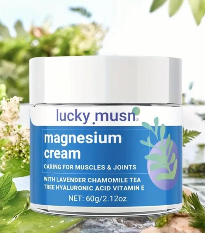 New Magnesium Joint and Muscle Cream 60g/2.12oz with Lavender Chamomile Tea Tree Hyaluronic Acid, Deep Moisturizing, Rapidly Absorbed Gentle Athletic and Elder Cream, Nourishing Balm, Natural Ingredients, Magnesium Infused, Moisturizing Lotion Exp 2028/0