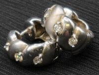 Vintage Stamped 925 Earrings Clear Stones 0.5" Diameter