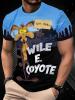 New Size L Wile E. Coyote & Road Runner "Oops" Graphic T-Shirt - Soft Breathable Unisex Short Sleeve Tee, Black Regular Fit 100%PolyestervKit Fabric Slight Stretch Machine Wash Stock photos added