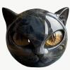 New Modern Black Cat Head Statue Elegant Marble-like Glossy Resin Sculpture with Golden Eyes & Black Marble Texture Approximately 3.15 x 3.15&rsquo;&rsquo; stock photos added