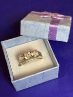 Stamped 925 Sterling Prong Set Cubic Zirconia Trinity Ring signed CZ Size 6.5 High Facets