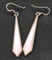 Vintage Stamped 925 Earrings 2.25" Drop - Light Pink Stone