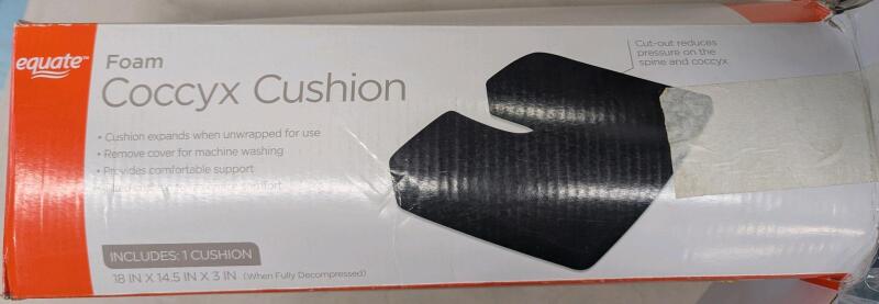 New Equate Foam Coccyx Cuushion. 18" by 14" by 3"