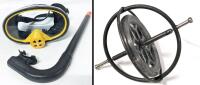 EXPAN Divetopia Tempered Glass Diving Mask (7" &times; 4") With 18.8 Stainless Rim & 15" Long Fujian Snorkle + Vintage Gyroscope 4"