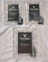 Three (3) New Gleneagles Crystal Photo Frames . Two (2) 4"&times;6" & One (1) 5"&times;7"