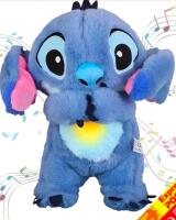 New Stitch Plush Toy With Relaxing Music And Breathing Motion, 10" Long, Requires 3&times; AAA Batteries (Not Included)