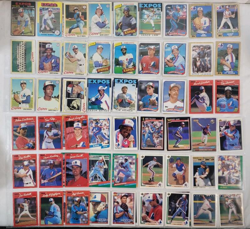 1971 - 1992 Montreal Expos MLB Baseball Trading Card Singles , 72 Trading Cards . Includes Topps Randy Johnson Rookie Card