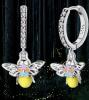 Demure Stamped S925 Small Firefly Hoop Earrings with Firefly Drop Approximately 1&rsquo;&rsquo; drop