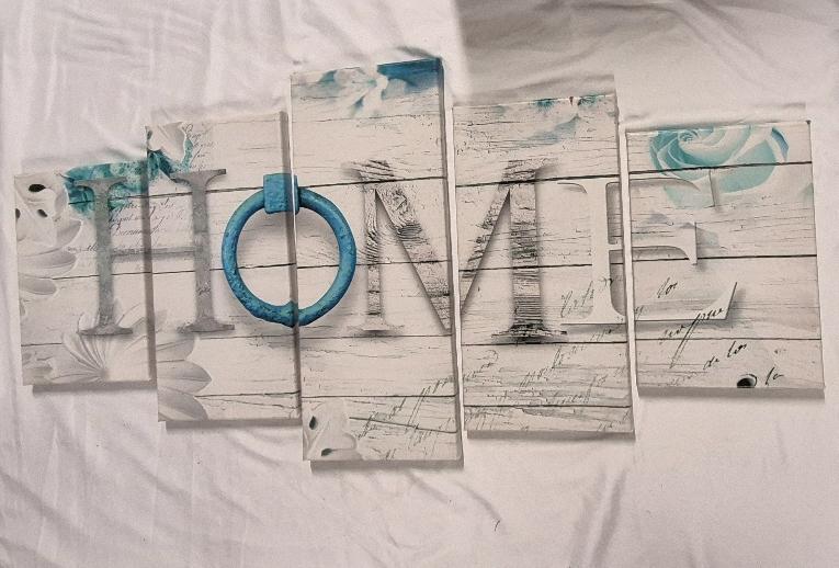 5 Piece "HOME" Canvas Wrapped Wall Art