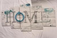 5 Piece "HOME" Canvas Wrapped Wall Art