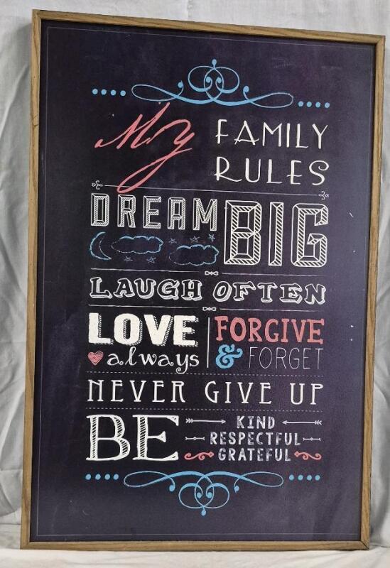 Large My Family Rules Picture - 24 by 36"