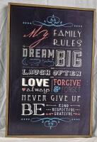 Large My Family Rules Picture - 24 by 36"