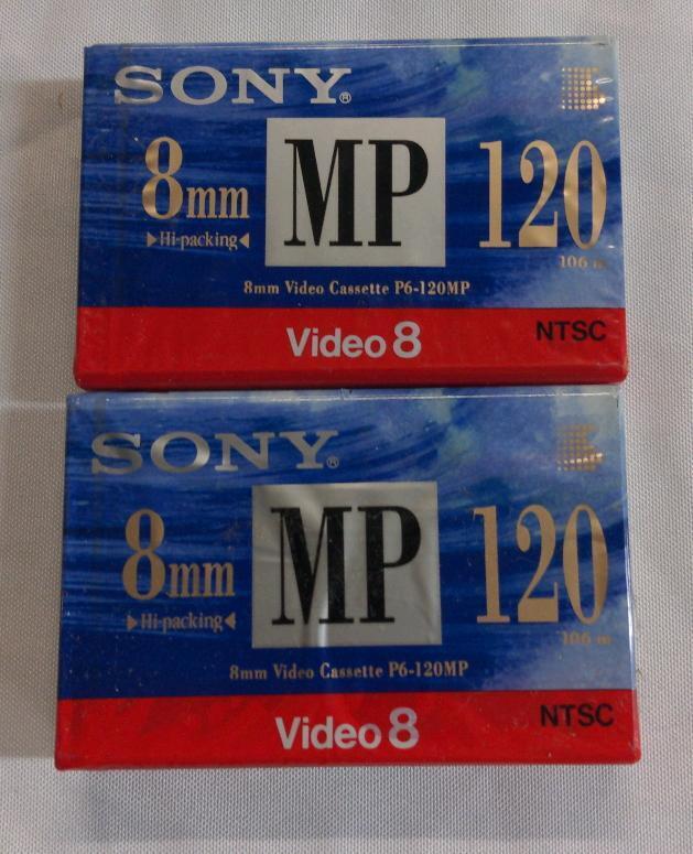 2 New Sealed Sony 8mm MP 120 Video Cassettes