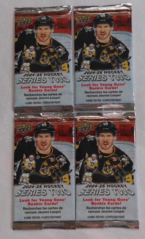 4 New 2024-25 Upper Deck Series 2 Hockey card packs