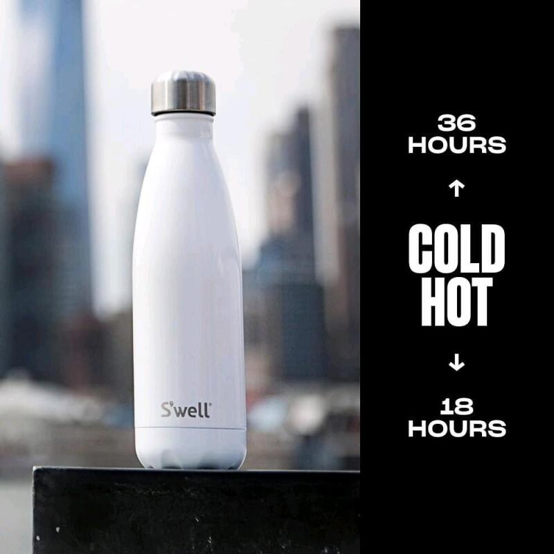 New S'well Original 17oz/500ml insulated stainless steel water bottle, White