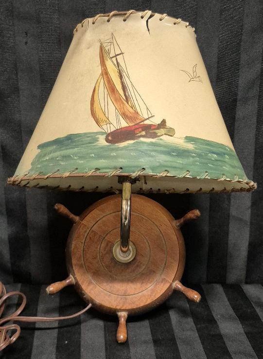 Vintage Working Ship Wheel Light Wall Sconce