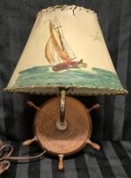 Vintage Working Ship Wheel Light Wall Sconce