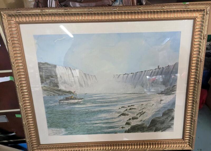 Framed Print of the Maid of the Mist. 23" by 19" with Frame