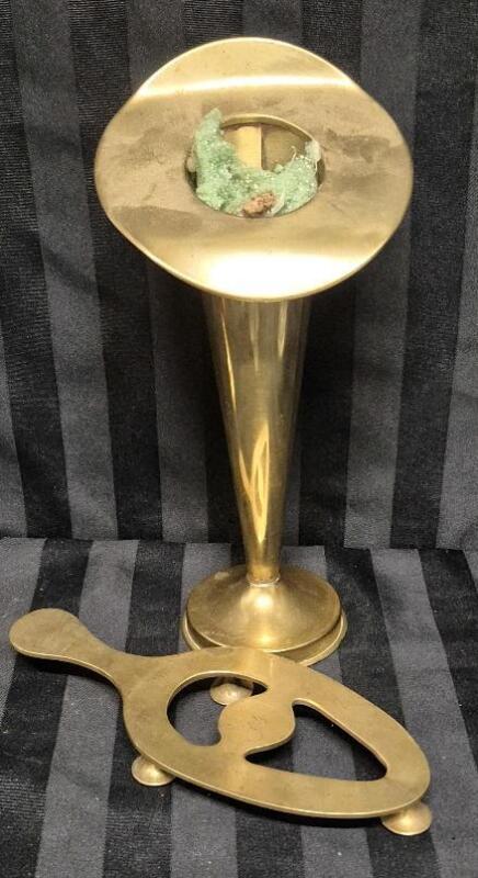 Vintage W. Faber Vase and Brass Trivet