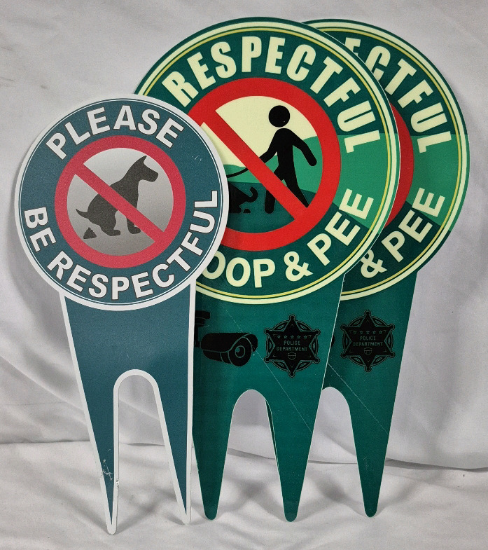 3 As New "Please Be Respectful" Lawn Signs Metal & Plastic