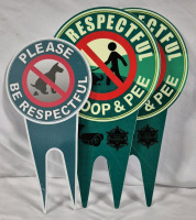 3 As New "Please Be Respectful" Lawn Signs Metal & Plastic