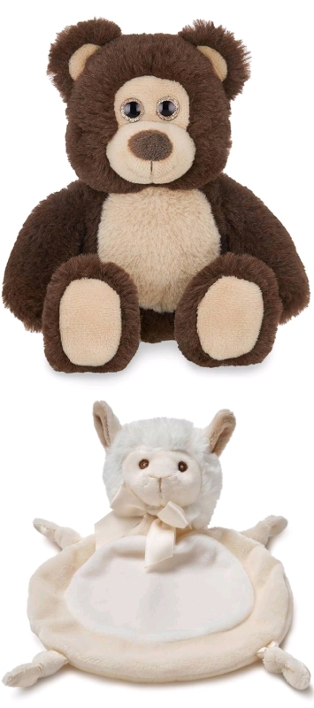 New BEARINGTON BABY Wee Alma 7" Mini Security Blanket Plush & Lil' Beau Plush Teddy Bear 7"