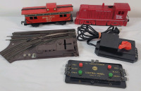 Vintage MARX Toy Train Cars & Accessories . Lehigh Valley Engine , Nickel Plate Road 956 Caboose , Transformer & Lionel Control Switch