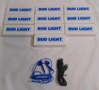 10 New Bud Light Bluetooth Reversible Headphones w/ Mini USB charger
