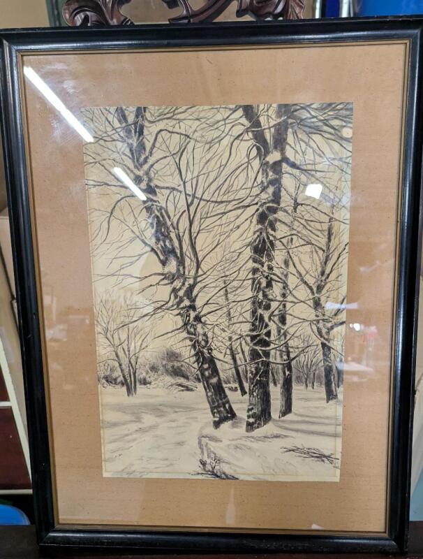 Vintage Framed Painting. Measures 18" by 23.5" with Frame