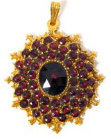 Vintage Signed CAPRI Bohemian Faux Garnet Pendant 2" Long (Incl Bale)