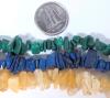 3 Colorful Vintage Polished Semi-Precious Chip Stone Loop Necklaces: Presumed Lapis. Calcite, Malachite, 35" Long - 3