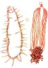 2 Funky Vintage Necklaces: Red Mother of Pearl Spike Tooth Necklace & Multi-Strand Seed Bead + Presumed Coral Chip Necklace, Up to 20" Long - 4