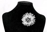 Large Vintage Starburst Splash Rhinestone Brooch, 2.5" Diameter, 1 Small Rhinestone Missing