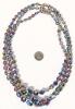 Lovely Vintage AB Aurora Borealis Wash Bead Triple-Strand Box Clasp Necklace. 17" Long - 3