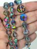 Lovely Vintage AB Aurora Borealis Wash Bead Triple-Strand Box Clasp Necklace. 17" Long - 4