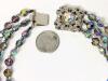 Lovely Vintage AB Aurora Borealis Wash Bead Triple-Strand Box Clasp Necklace. 17" Long - 6